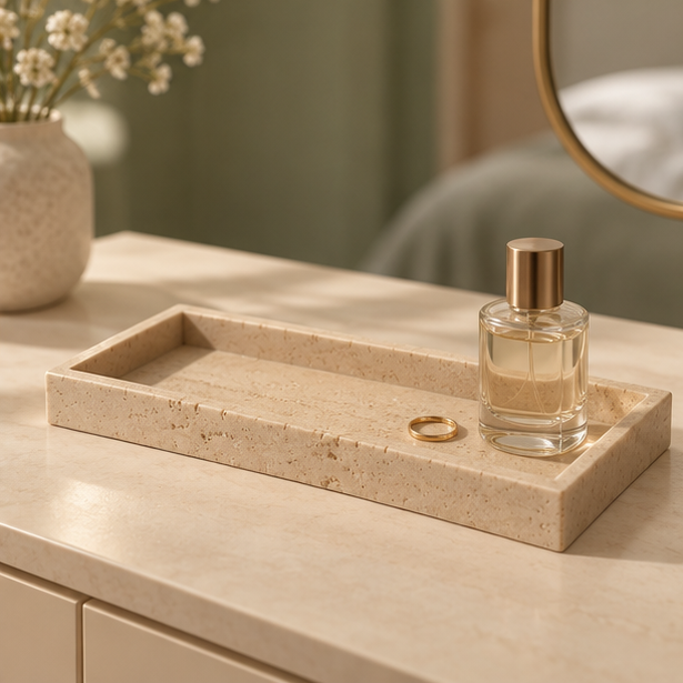 Royeva Sandstone Decorative Tray-Minimalist Bathroom Vanity Accent