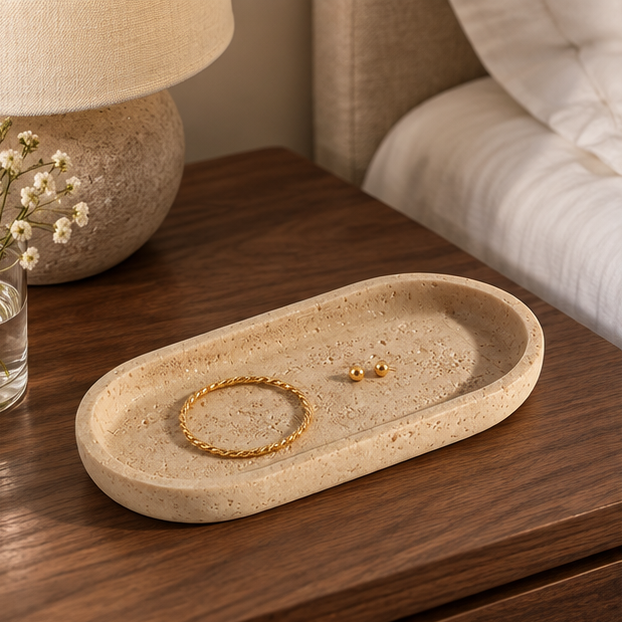 Royeva Sandstone Decorative Tray-Minimalist Bathroom Vanity Accent