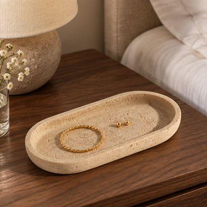 Royeva Sandstone Decorative Tray-Minimalist Bathroom Vanity Accent