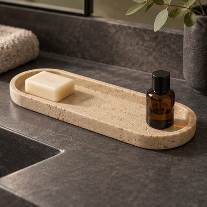 Royeva Sandstone Decorative Tray-Minimalist Bathroom Vanity Accent