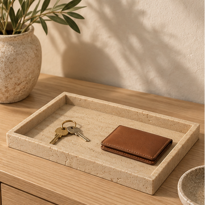 Royeva Sandstone Decorative Tray-Minimalist Bathroom Vanity Accent