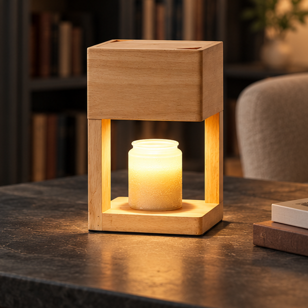 Royelle Adjustable Wooden Candle Warmer Lamp-Melter For Home Decor