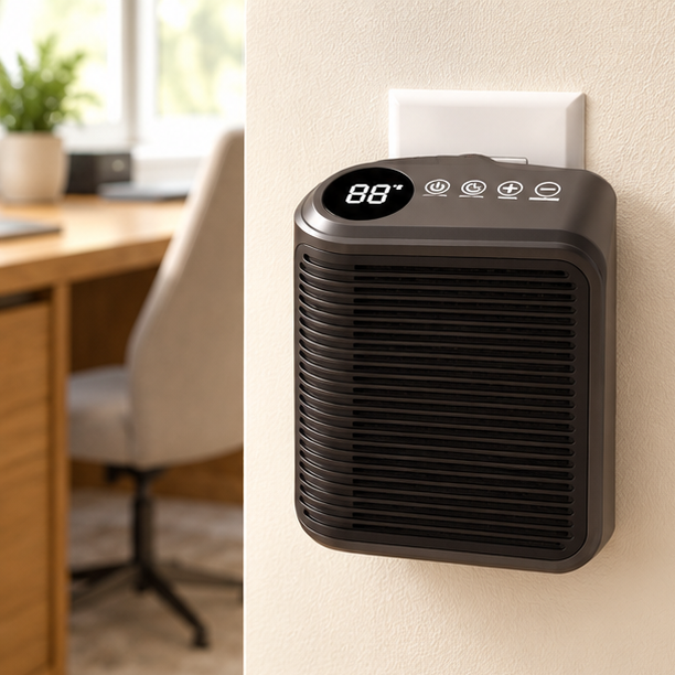 Royelle 800W Electric Wall Mounted Space Heater With Adjustable Thermostat And Timer
