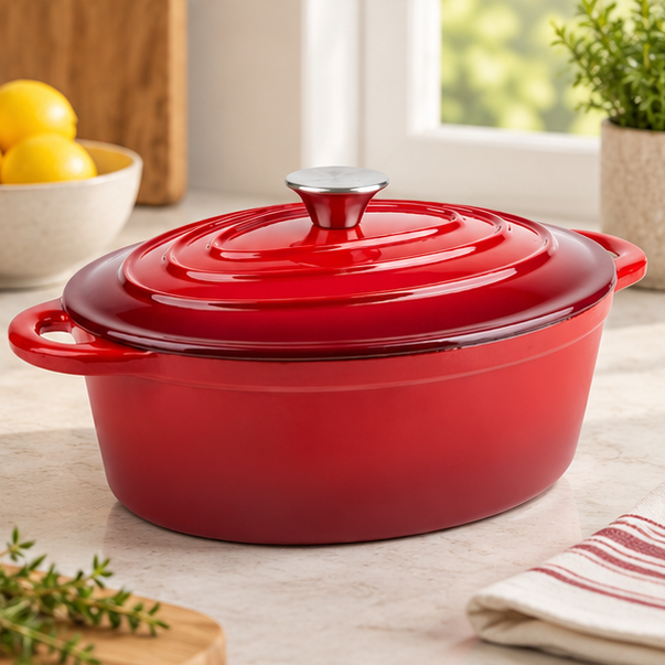 Novara Enamel Cast Iron Roasting Pan with Lid - Versatile 2-in-1 Design