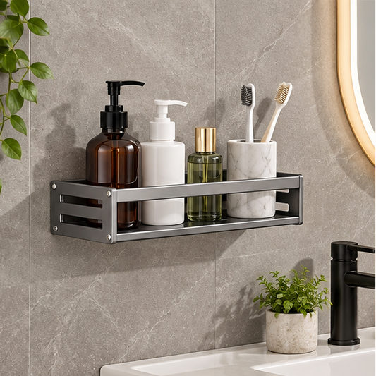 Royeva Drill-Free Aluminum Bathroom Shelf-Wall Mounted Shower Caddy Storage Organizer