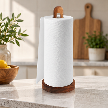 Novara Wooden Paper Towel Holder Stand for Kitchen Countertop