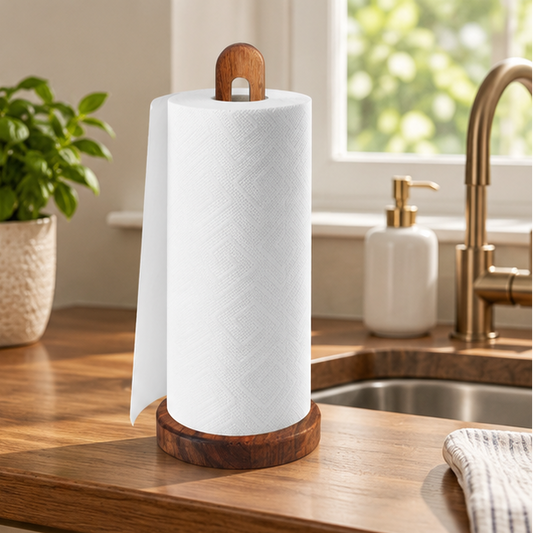 Novara Wooden Paper Towel Holder Stand for Kitchen Countertop