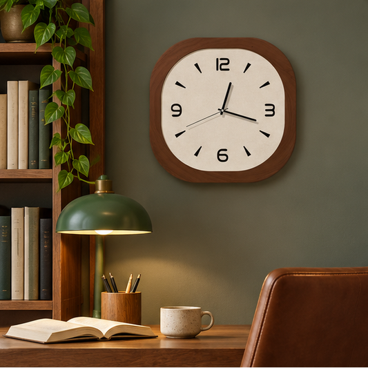 Novara Square Wooden Silent Wall Clock-Modern Decorative Timepiece
