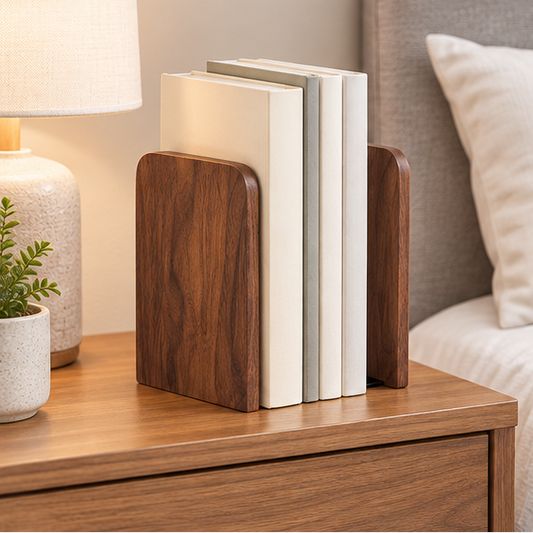 Royelle Vintage Wood Bookends For Shelves-Decorative Book Ends For Heavy Books