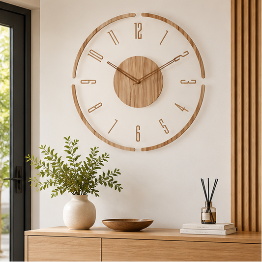 Royeva Modern Wooden Wall Clock-Silent Non Ticking Decorative Timepiece