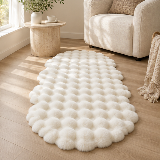 Royeva Fluffy Faux Fur Runner Rug-Soft White Shaggy Hallway Carpet