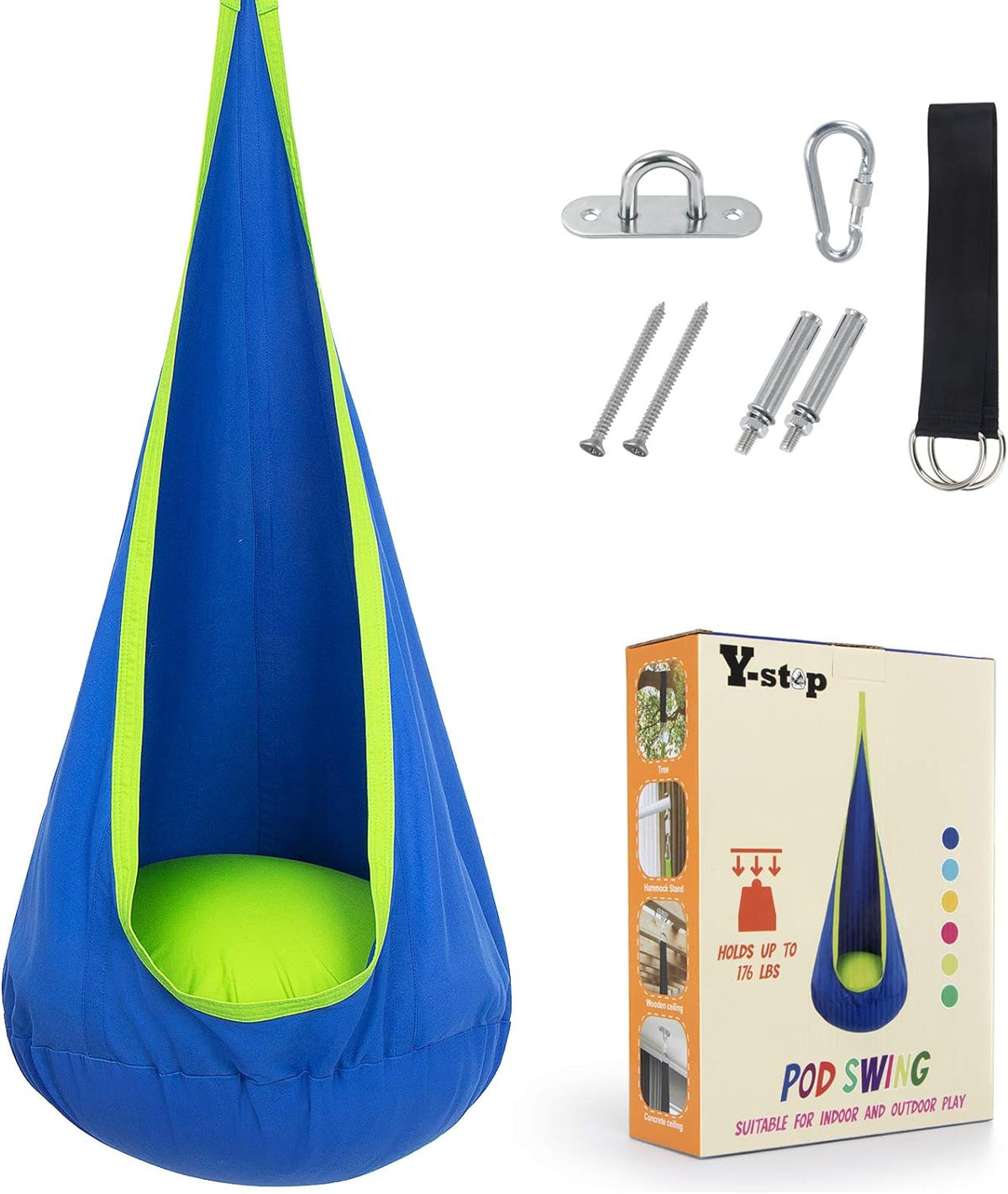 Children's Hanging Chair with Air Cushion for Indoors & Outdoors 0