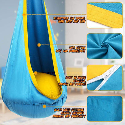 Children's Hanging Chair with Air Cushion for Indoors & Outdoors 5