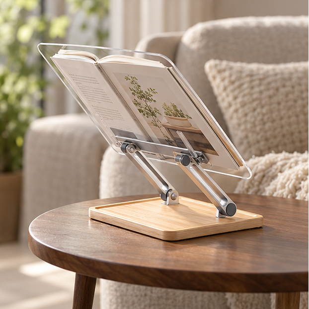 Royeva Adjustable Acrylic Reading Stand-Clear Book Holder For Studying And Cookbooks