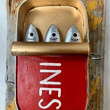 Novara Vintage Sardine Can Ornament - Coastal Ocean Fish Home & Kitchen Decor