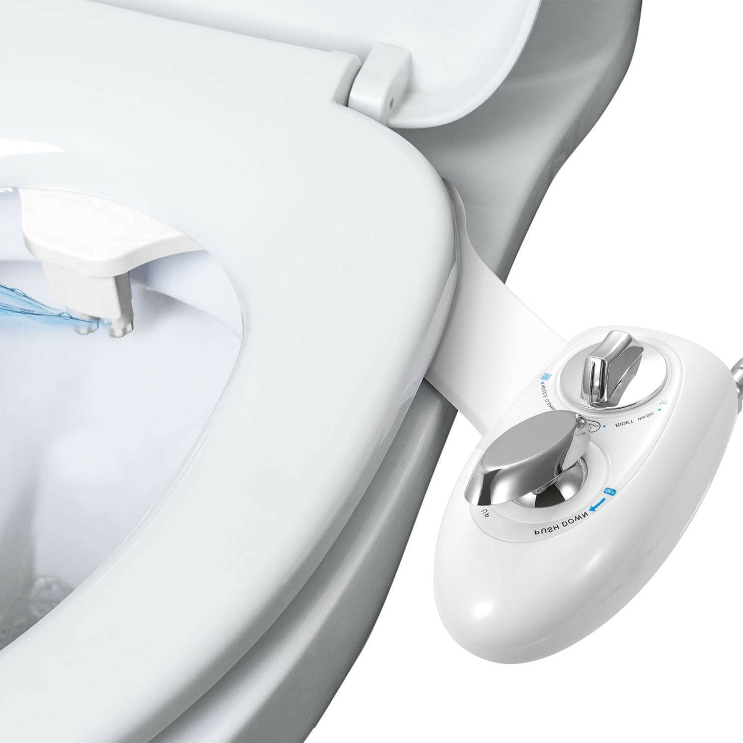 Cold Water Bidet Attachment | Dual Nozzle | Self-Cleaning | Fits Standard Toilets | White 0