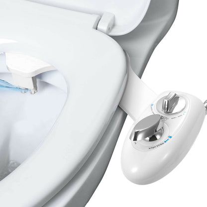 Cold Water Bidet Attachment | Dual Nozzle | Self-Cleaning | Fits Standard Toilets | White 0