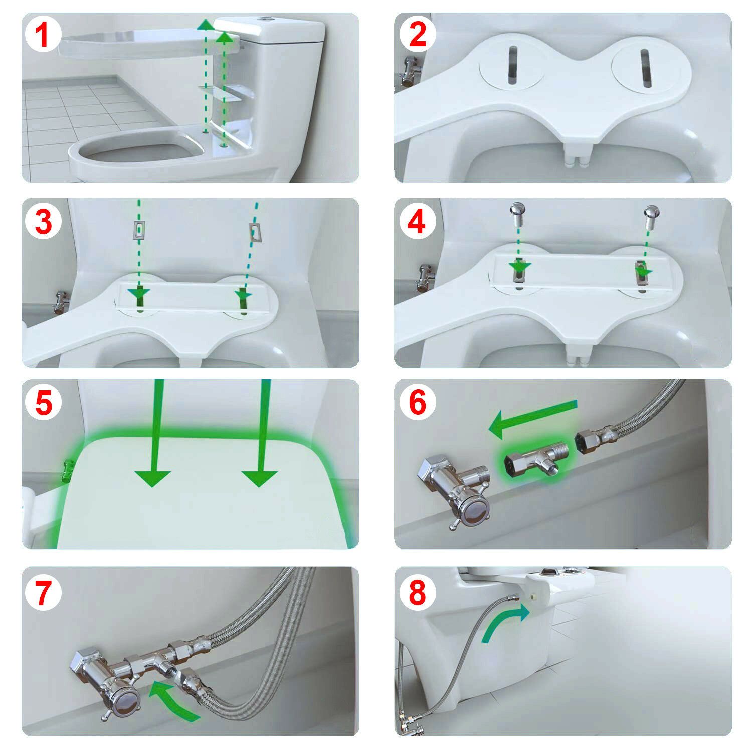 Cold Water Bidet Attachment | Dual Nozzle | Self-Cleaning | Fits Standard Toilets | White 4