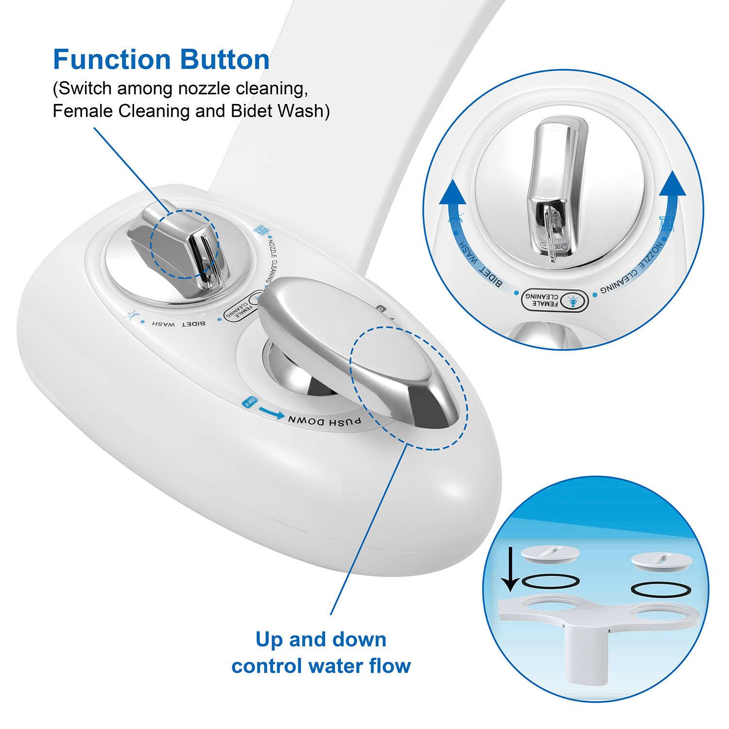 Cold Water Bidet Attachment | Dual Nozzle | Self-Cleaning | Fits Standard Toilets | White 6