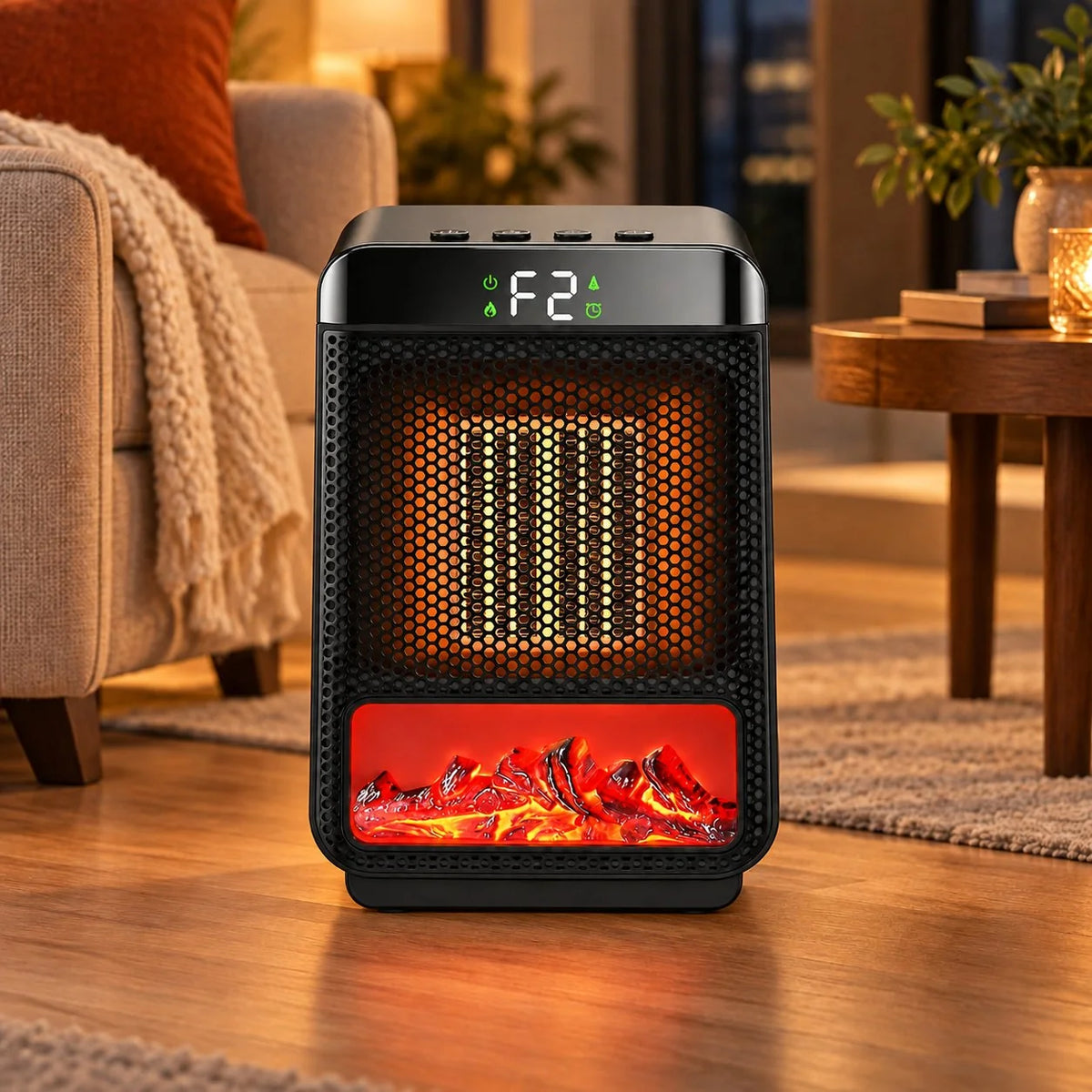 Compact Ceramic Heater with Fan and Digital LED Display for Efficient Heating 0