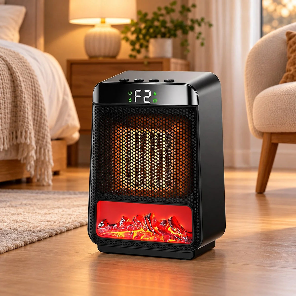 Compact Ceramic Heater with Fan and Digital LED Display for Efficient Heating 4