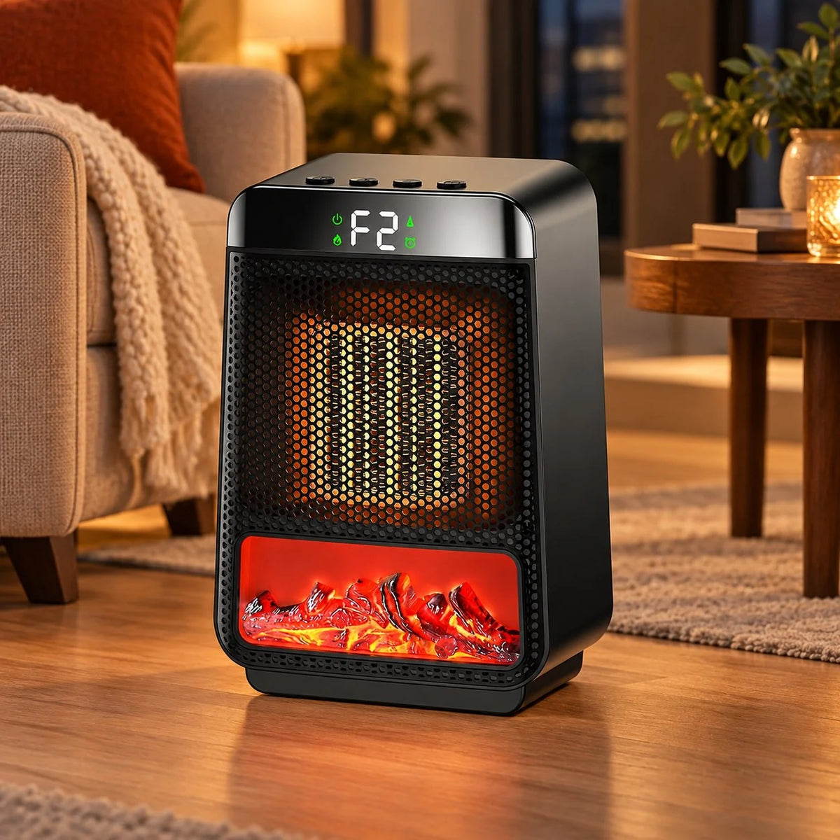 Compact Ceramic Heater with Fan and Digital LED Display for Efficient Heating 5