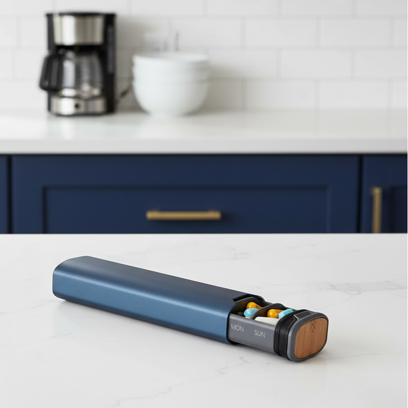 Compact Travel Pill Organizer | 7-Compartment Pill Box for Daily Medication Management 0