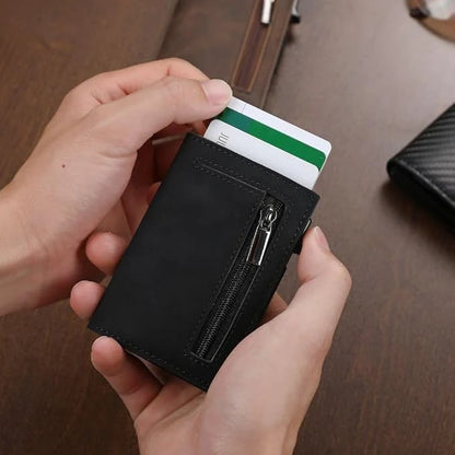Compact Wallet with RFID Protection Genuine Leather and Aluminum | Sansoti 3