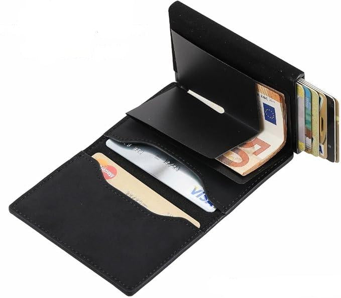 Compact Wallet with RFID Protection Genuine Leather and Aluminum | Sansoti 8