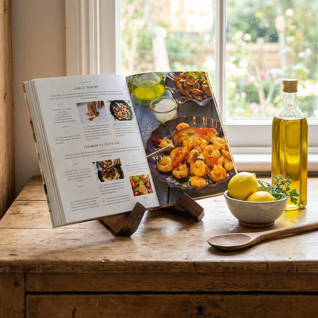 Cookbook Stand Adjustable Wooden Recipe Tablet Holder 1