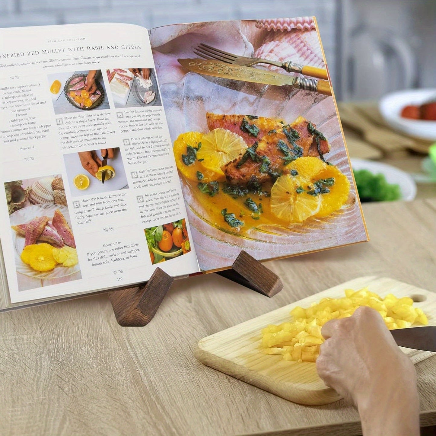 Cookbook Stand Adjustable Wooden Recipe Tablet Holder 2