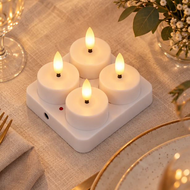 Royeva Rechargeable Flameless LED Tea Light Candles With Remote And USB Base