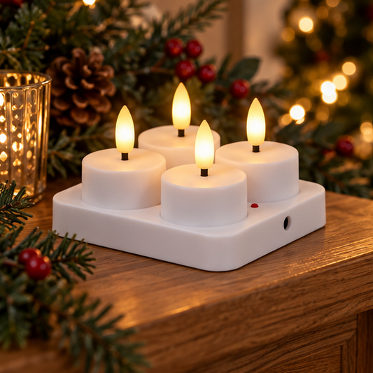 Royeva Rechargeable Flameless LED Tea Light Candles With Remote And USB Base