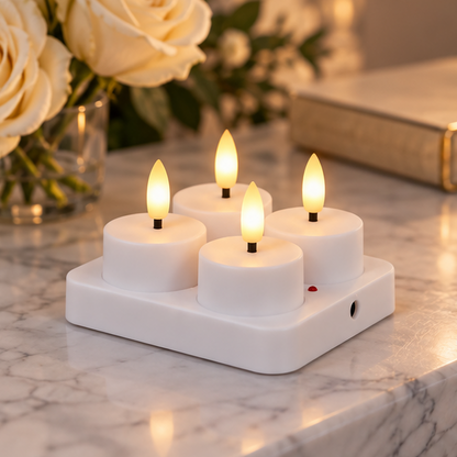 Royeva Rechargeable Flameless LED Tea Light Candles With Remote And USB Base