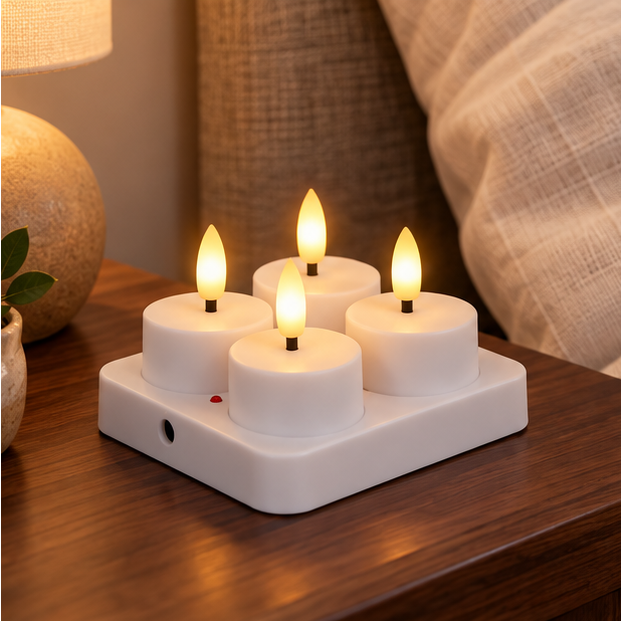 Royeva Rechargeable Flameless LED Tea Light Candles With Remote And USB Base
