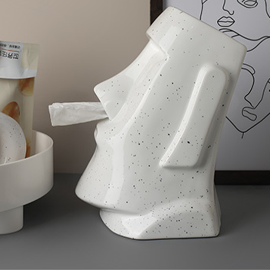 Royora Moai Stone Head Tissue Holder-Funny Dispenser Nordic Decor