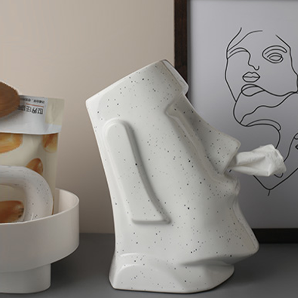 Royora Moai Stone Head Tissue Holder-Funny Dispenser Nordic Decor