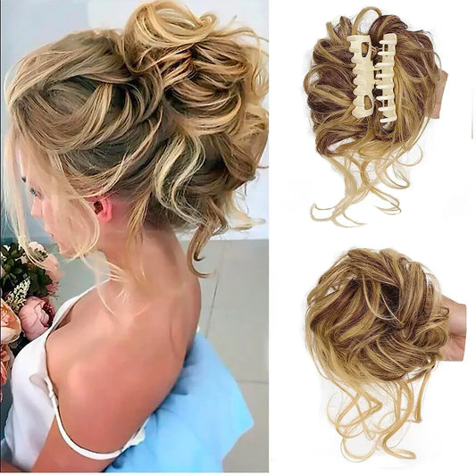 Curly Bun Hairpiece – Clips Over a Ponytail for a Full Styled Updo 0