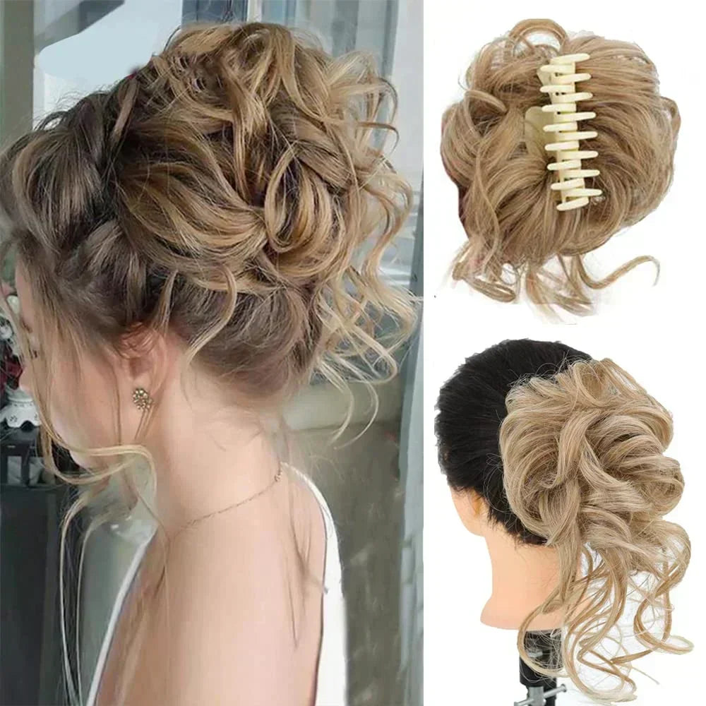 Curly Bun Hairpiece – Clips Over a Ponytail for a Full Styled Updo 7