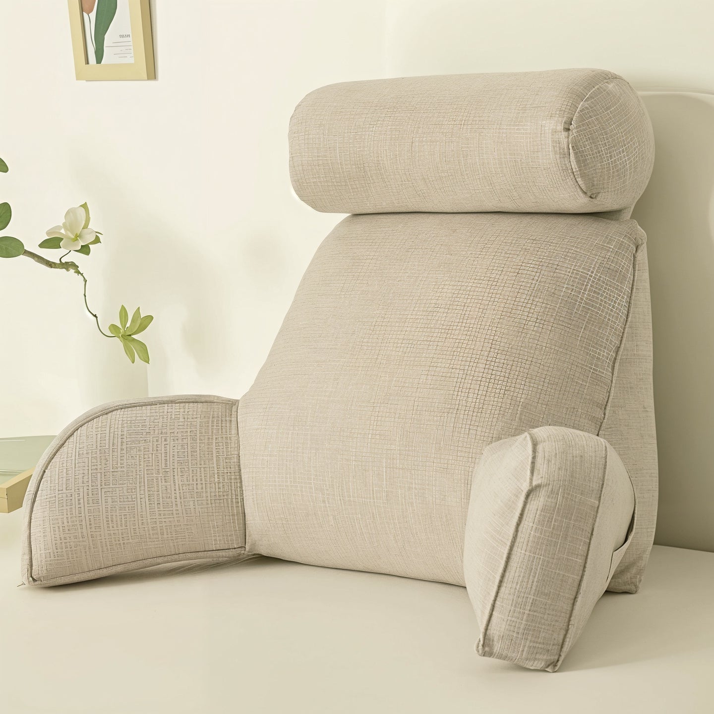 Deluxe Backrest Pillow – Ergonomic Support with Adjustable Headrest & Washable Cover 0