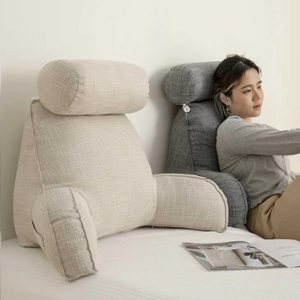 Deluxe Backrest Pillow – Ergonomic Support with Adjustable Headrest & Washable Cover 2