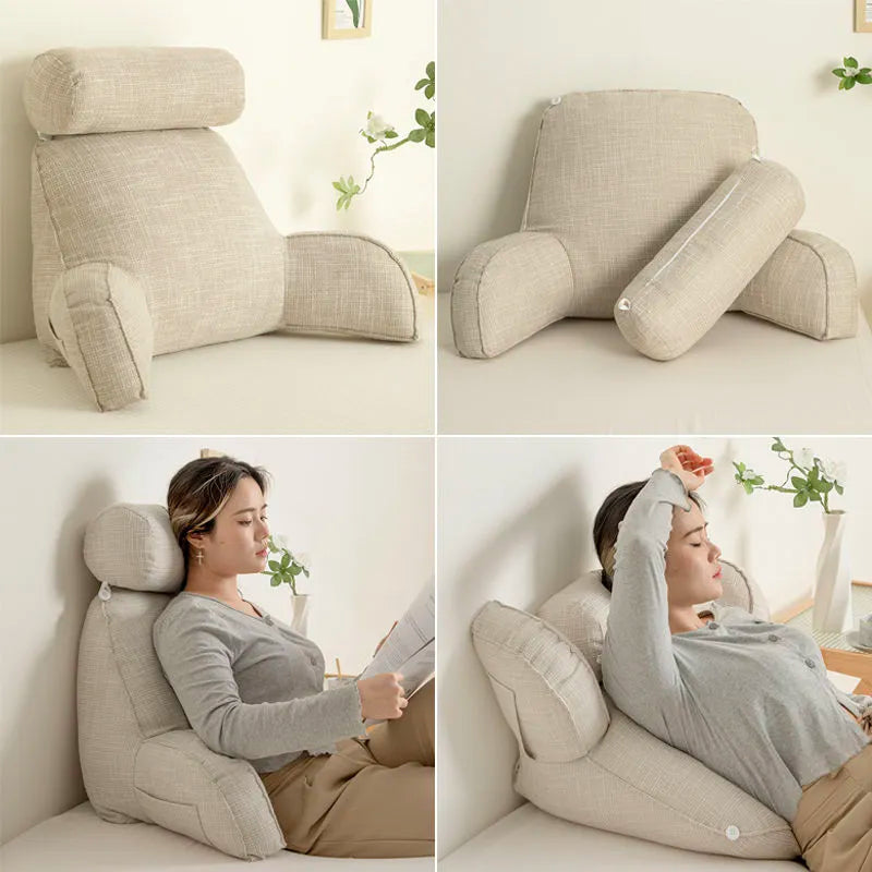 Deluxe Backrest Pillow – Ergonomic Support with Adjustable Headrest & Washable Cover 3