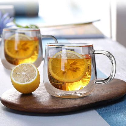 Double Wall Glass Coffee Mugs | Set of 4 | 300ml | Borosilicate | Thermal Insulation | Dishwasher Safe 2