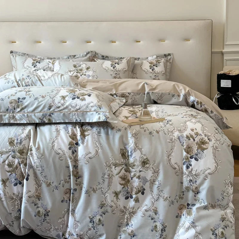 Egyptian Cotton Floral Duvet Cover Set – 3-Piece Bedding with Zipper 1