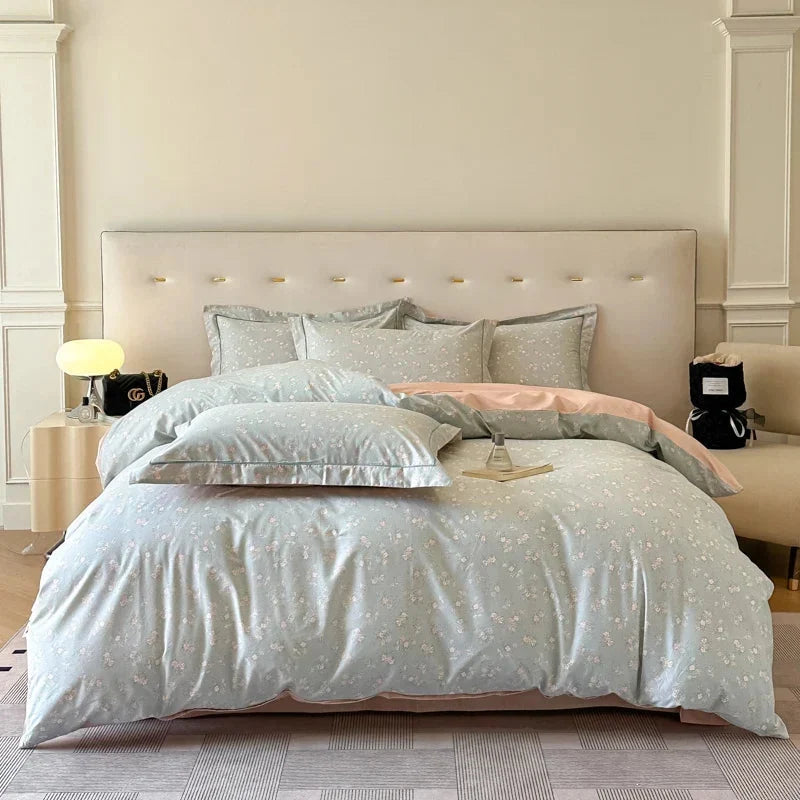 Egyptian Cotton Floral Duvet Cover Set – 3-Piece Bedding with Zipper 12