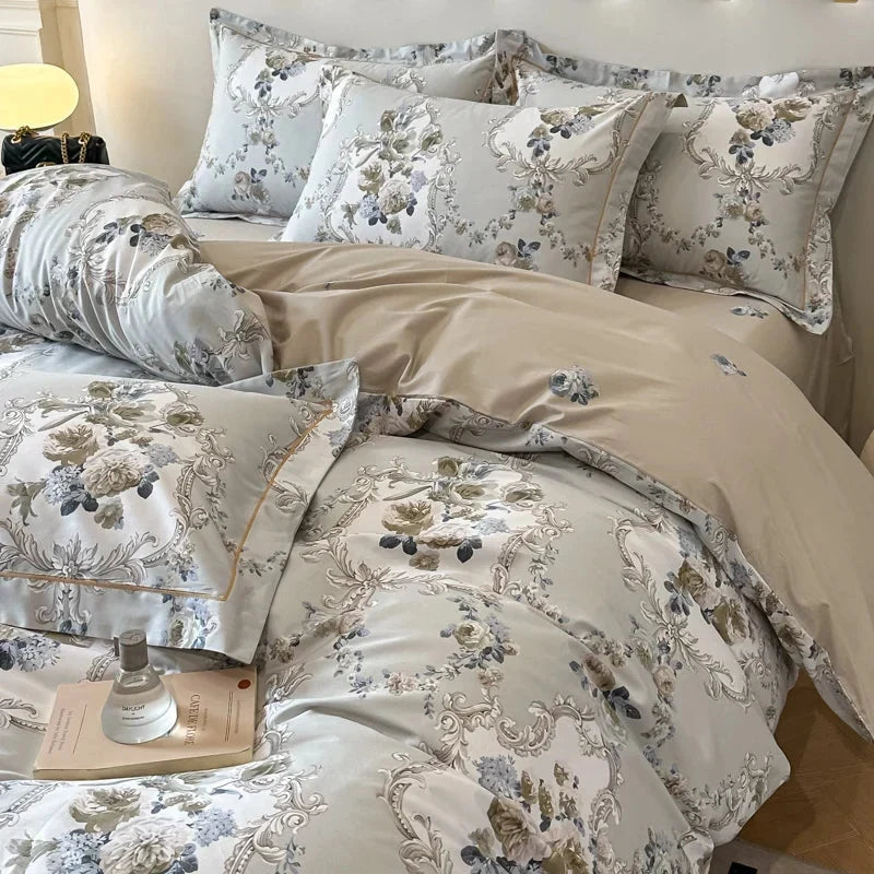 Egyptian Cotton Floral Duvet Cover Set – 3-Piece Bedding with Zipper 2
