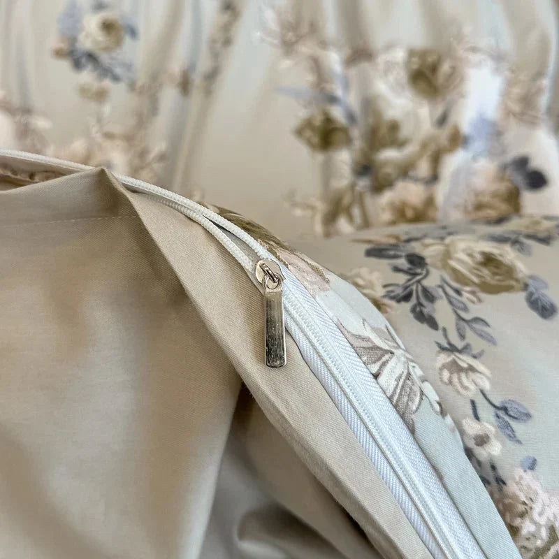 Egyptian Cotton Floral Duvet Cover Set – 3-Piece Bedding with Zipper 5