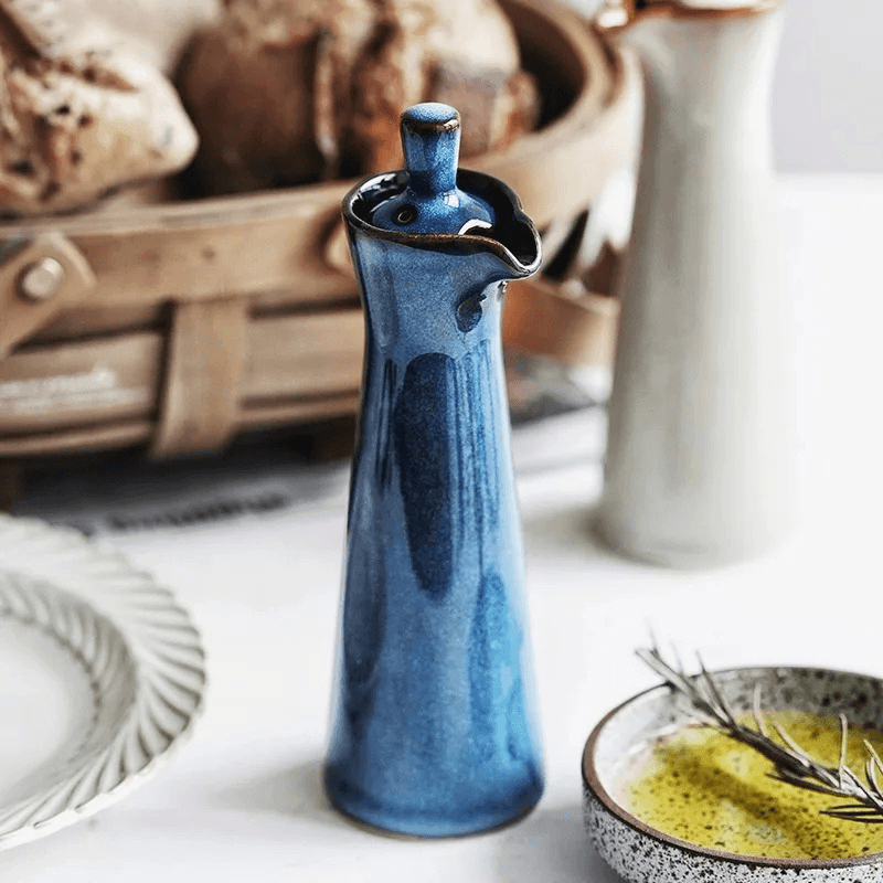 Elara Haus Artisanal Run Glaze Ceramic Oil & Vinegar Dispenser 3