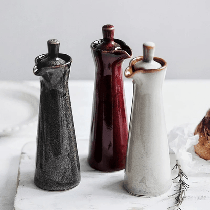 Elara Haus Artisanal Run Glaze Ceramic Oil & Vinegar Dispenser 4