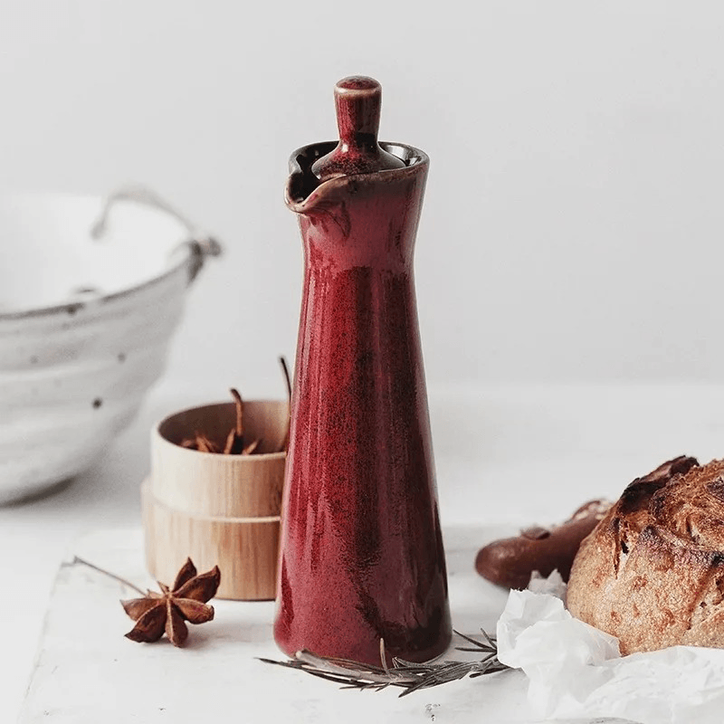 Elara Haus Artisanal Run Glaze Ceramic Oil & Vinegar Dispenser 5